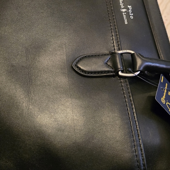 Polo by Ralph Lauren Black Leather Laptop Briefcase with Removable Strap - Picture 6 of 8